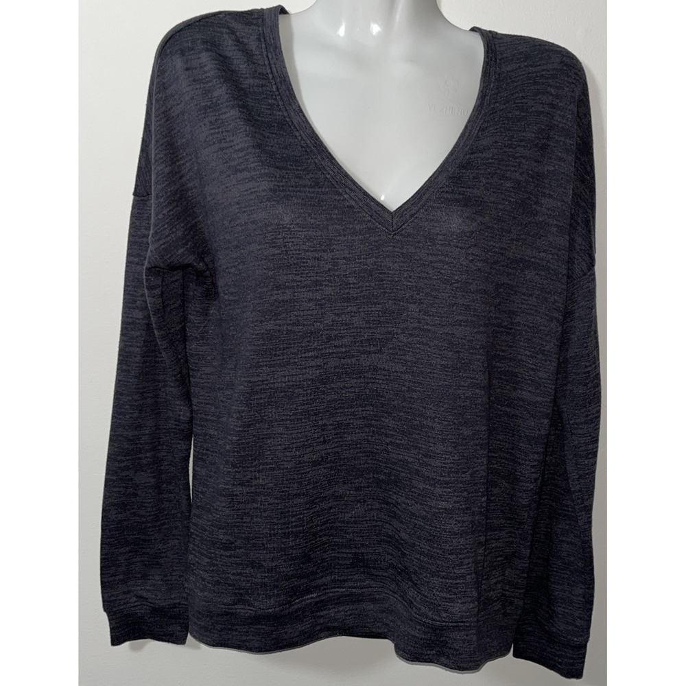 Lole Downtown Ladies Sweater‎ XS Gray Vneck Lightweight Minimalist Capsule Boxy
